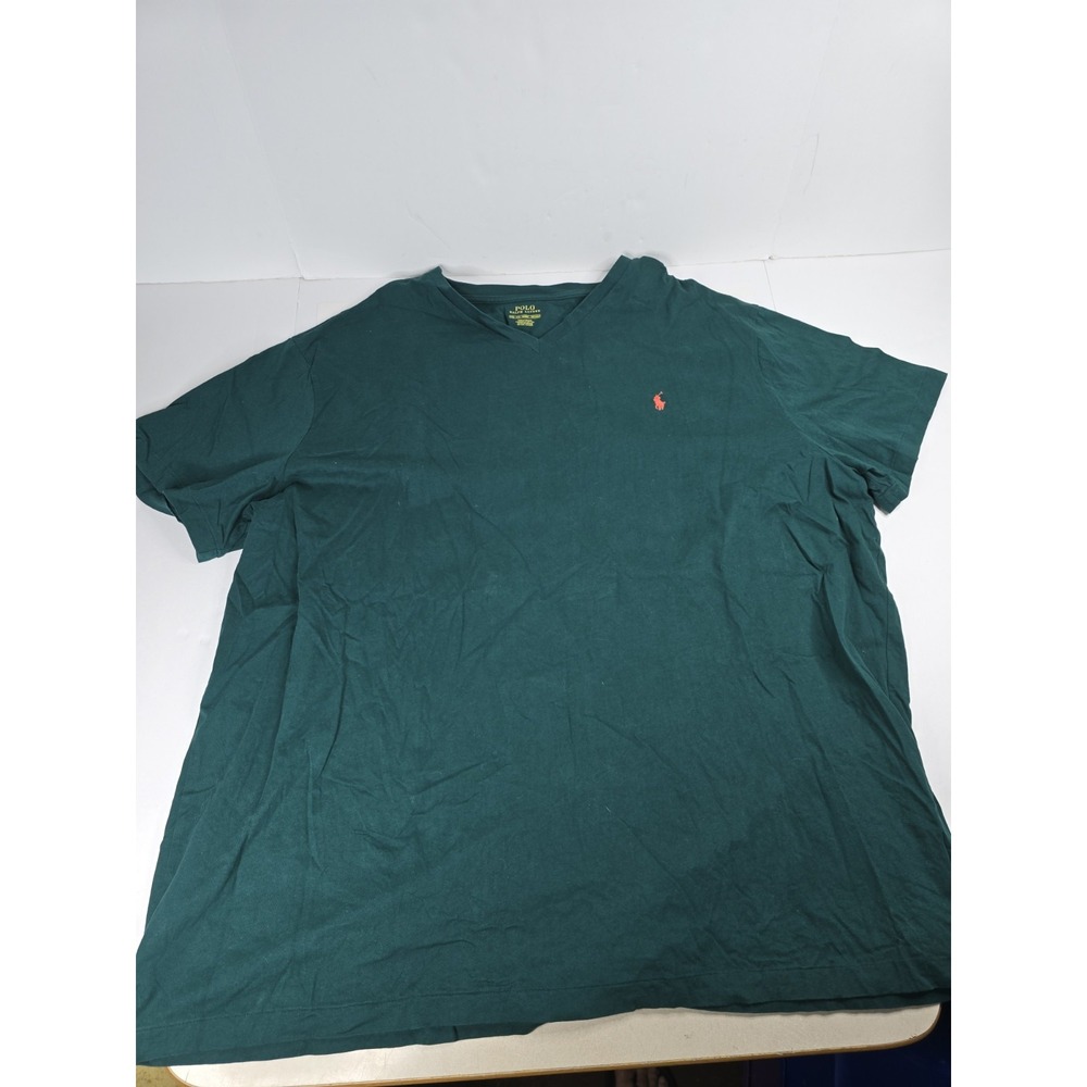 Ralph Lauren Polo Shirt Men 4XB Green Smooth Cotton Orange Pony Golf RN 41381